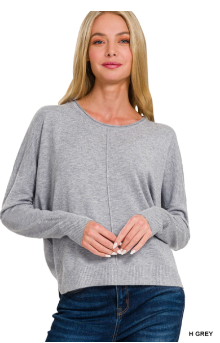 Heather Grey Front Seam Sweater