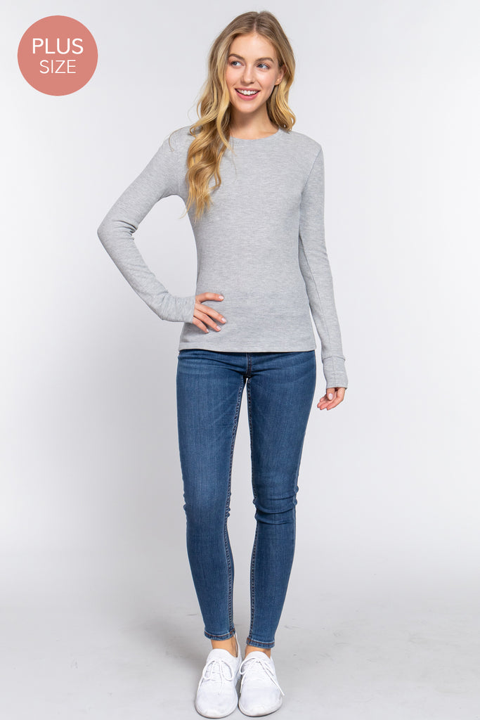 FINAL SALE - Curvy thermal knit top