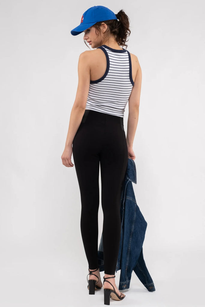 Elastic side skinny black pants