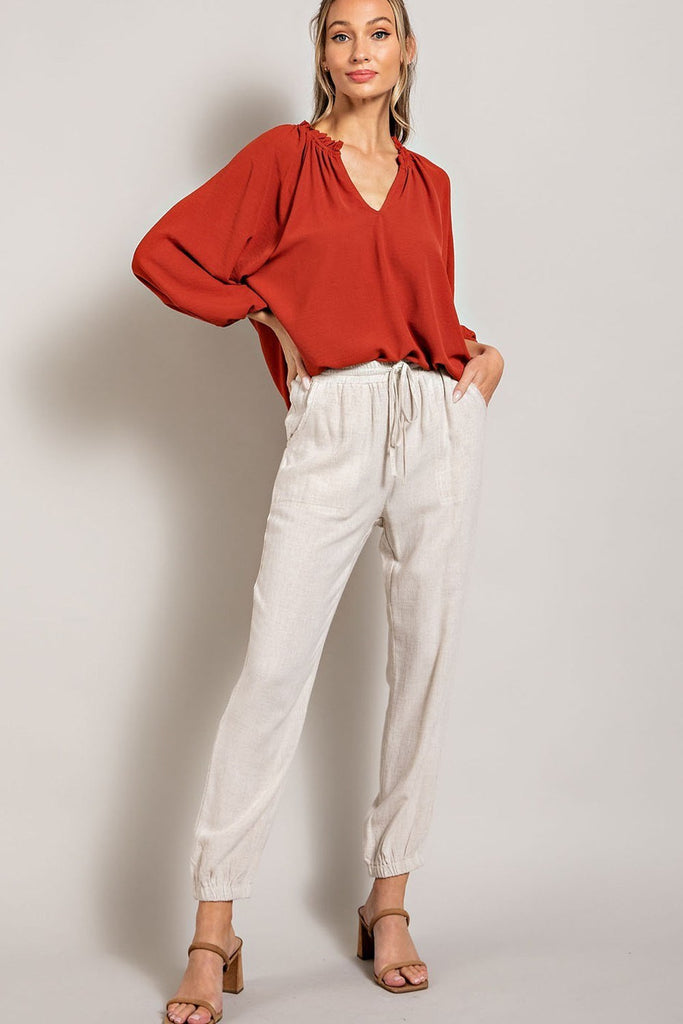 Rust Puff Blouse