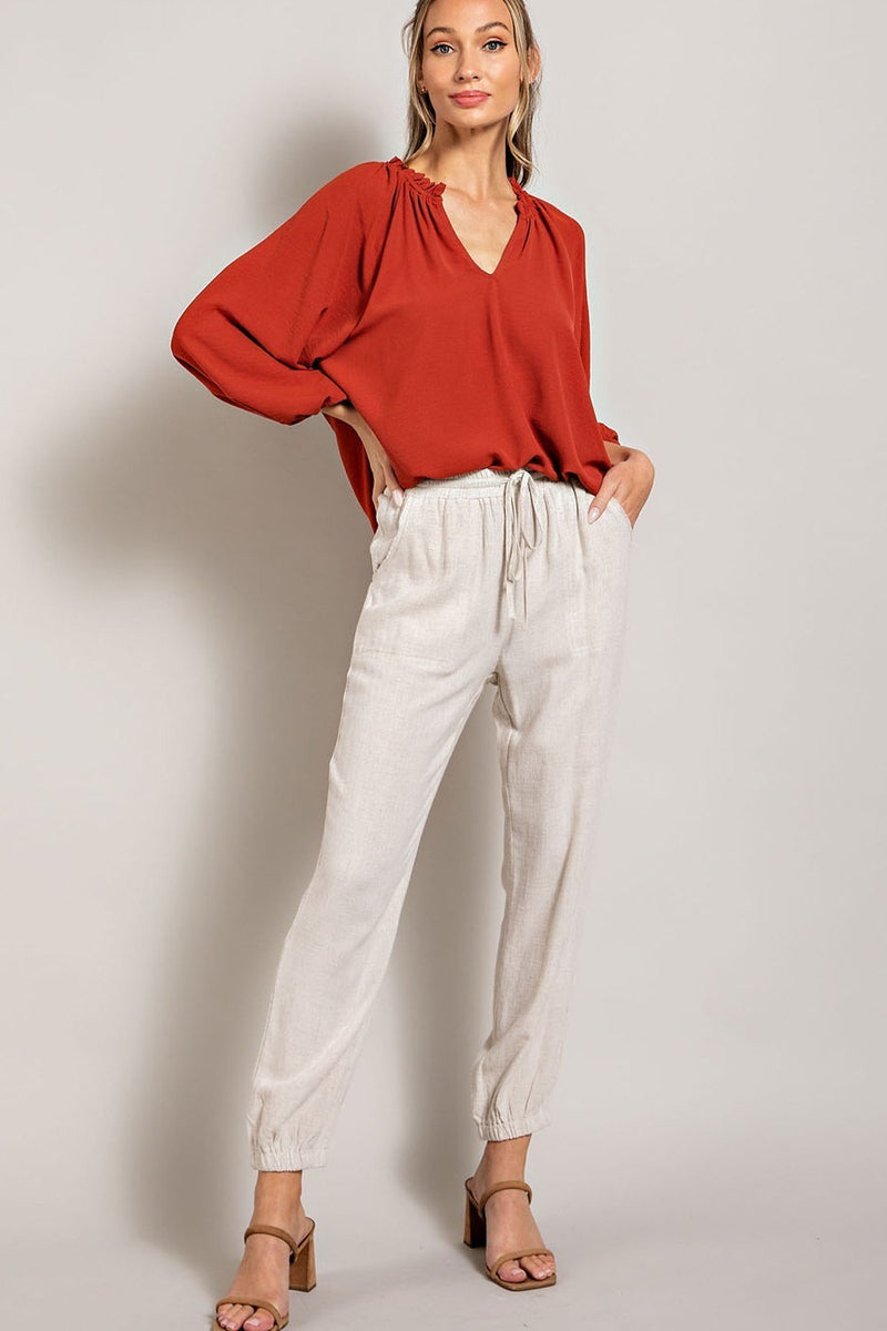Rust Puff Blouse