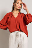 Rust Puff Blouse