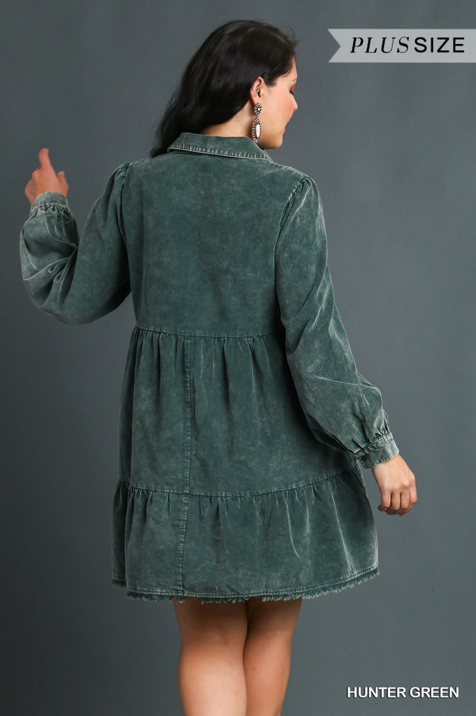 Curvy hunter green corduroy dress
