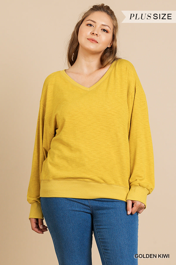 Curvy Yellow Slub Knit Tip