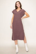 V-neck maxi cloudy knit dress