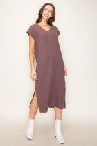 V-neck maxi cloudy knit dress