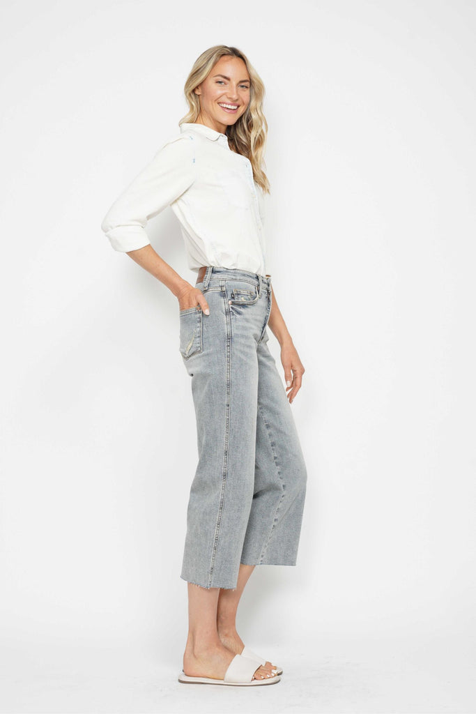 Mid-Rise Tummy Control Raw Hem