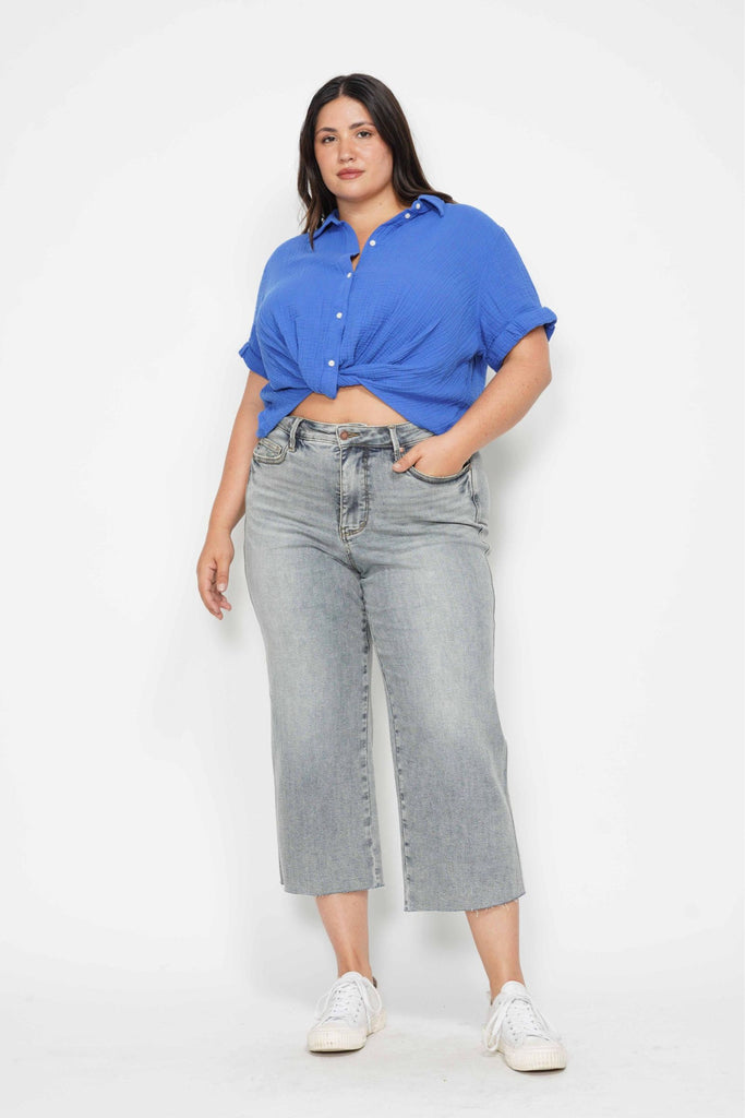 Mid-Rise Tummy Control Raw Hem