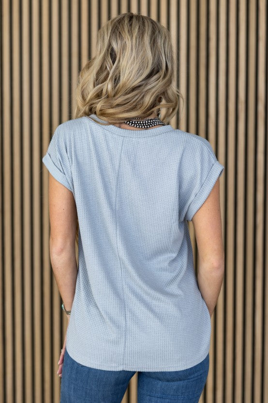 Curvy Pearl Grey Thermal V-neck