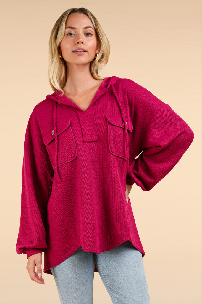 CURVY MAGENTA OVERSIZED HOODIE