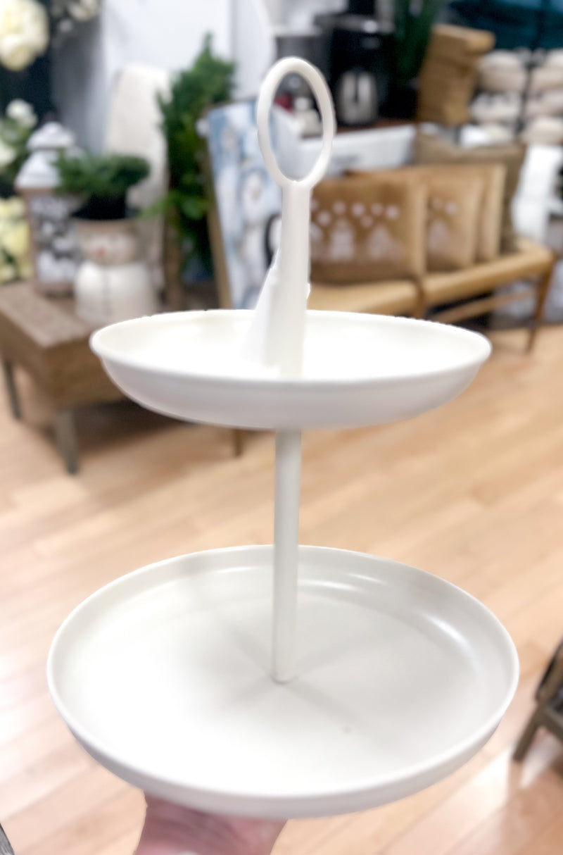 Metal 2-tier Tray W/handle
