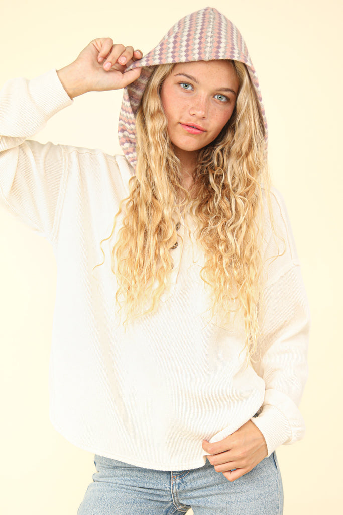 CREAM HOODIE KNIT