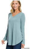 FINAL SALE - BLUE GREY VNECK TOP