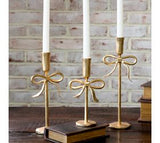 Gold Bow Candle Holders