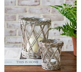 S/2 Willow/glass Candle Holders