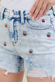 Cherry Embroidered Shorts