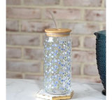*inner* 25oz Sp. Floral Glass Drink Cup W/straw