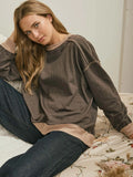 Exposed Seam Contrast Trim Knit Top