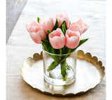 Faux Pink Tulips In Glass Vase