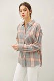 Dusty Coral Plaid Top