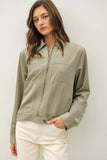 Sage Suede Feel Zip Up Jacket