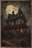 Haunted House With Bats 10x16