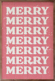 White Merry Repeat On Pink 5x8