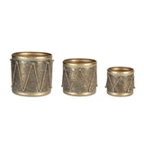 Drum Container 6.25"d X 5.25"h, 8"d X 7"h, 9.5"d X 8.5"h Metal/rope