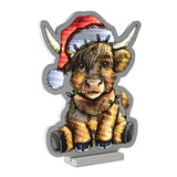 Highland Cow W/Santa Hat Ekkolight 16"H Acrylic Ul Plug