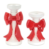 Candle Holder W/bow 7"h, 10"h Resin