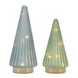 Led Tree 8"h, 10"h Glass 2 Aaa Batteries Not Included