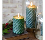 4 Led Green Twist Pillar Candle