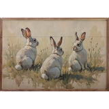 Three White Bunnies In Grass
