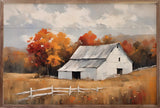 White Barn With Fence 24x36
