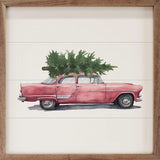 Pink Car Hauling Christmas Tree 4x4