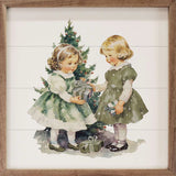 Vintage Girls Christmas 4x4