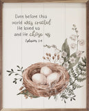 8x10 He Chose Us Nest Ephesians 1 4 White