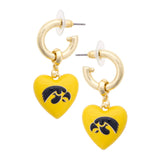 Iowa Hawkeyes Heart Drop Earrings