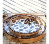 S/2 Round Wood Pinecone Tray