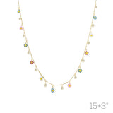 Mu-g G Flower Multi Charm Neck Len:15+3in