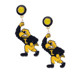 Iowa Hawkeyes Resin Mascot Earrings In Yellow