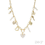 Wh-g G Multi Heart Charm Necklace Len:24+3in