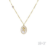 Wh-g G Mother Of Pearl Flower Neck Len:18+3in