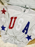 Usa Glitter Sweatshirt With Star Sleeve