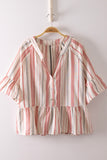 Striped Half Bell Sleeve Top