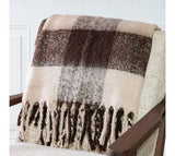 50 X 60 Brown Check Throw With Fringes