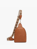 Ellen Micro Straw Guitar Strap Sling Bag In Natural/brown