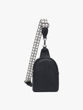 Ellen Micro Straw Guitar Strap Sling Bag In Black