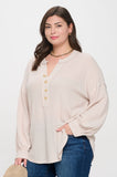 Curvy V Neck Half Button