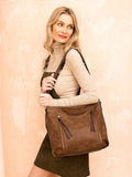 Mina Hobo Bag In Warm Grey/brown